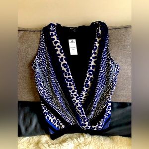 Express sleeveless blue leopard top - M